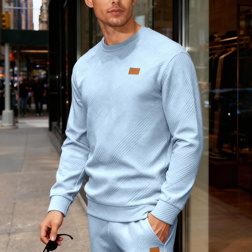 Neues lässiges Sport-Sweatshirt für Herren, einfach, für den Weg zur Arbeit, locker, strukturiert, Rundhalsausschnitt