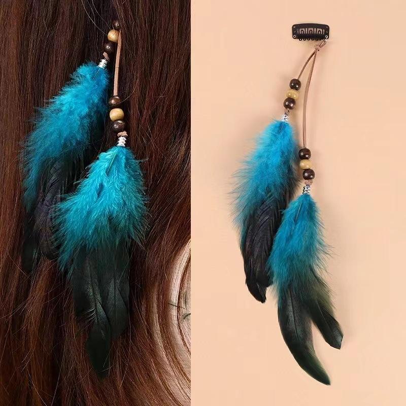 Bohemian Feather Hairband Women'S Festive Masquerade Carnival Hippies Costume Indian Prom Gypsy Long Tassel Hair Accessories