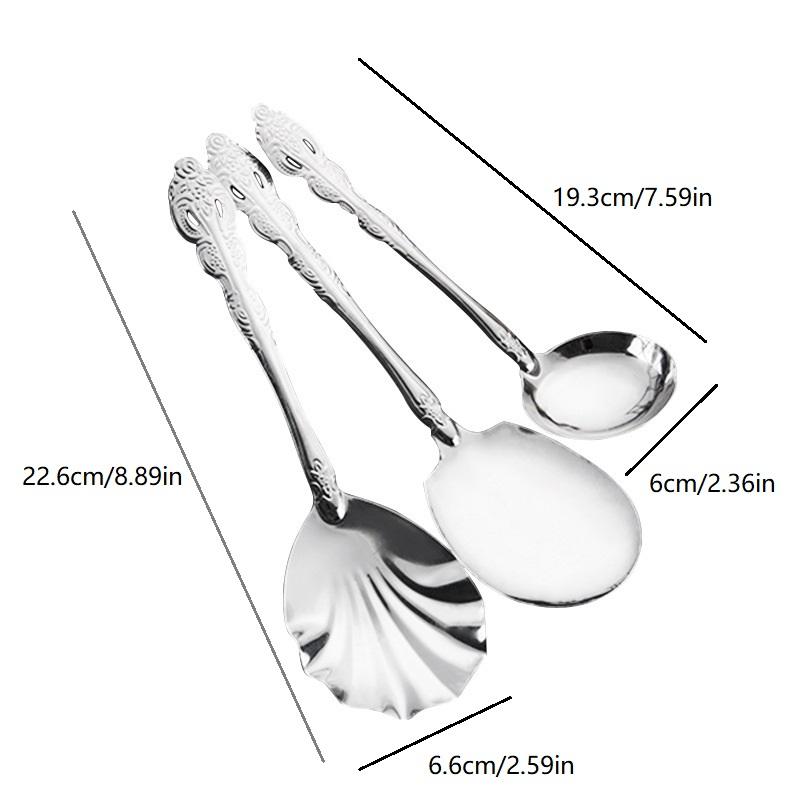 4-teiliges Küchengeschirr-Set Edelstahl Teelöffel Portionskontrolle Servierlöffel Große Größe Leicht Wiederverwendbar