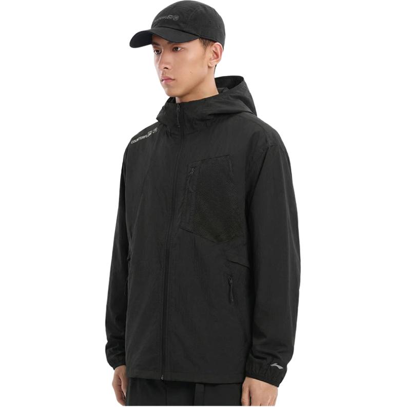 Li-Ning Lightweight Cool Feel Water-Resistant UPF 50+ Sun Protection Outdoor Jacket Men Jackets Black AFDW207-3