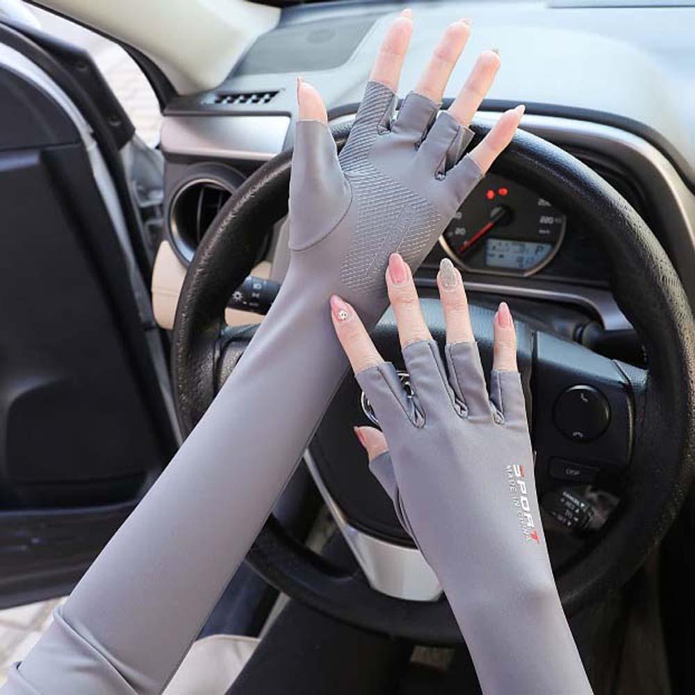 Zwei Finger mit freiliegendem halbem Finger Eisärmel Sonnenschutz Anti-UV-Armärmel Für Frauen