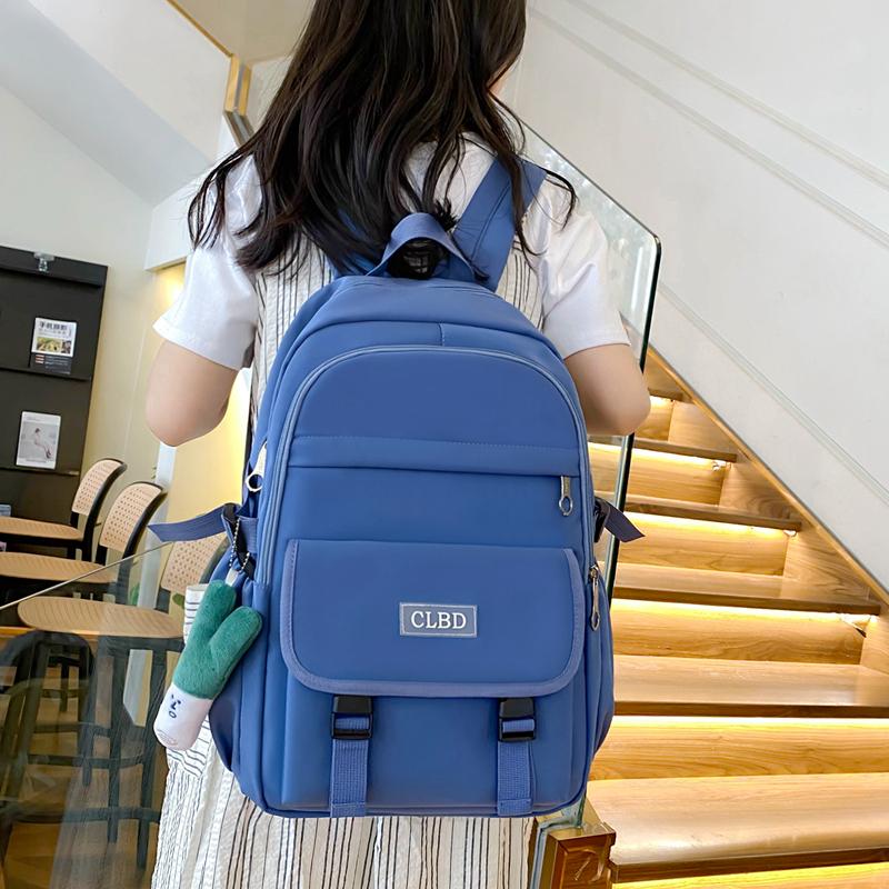 Four-Piece Backpack Set Student Schoolbag Women's Solid Color Backpack