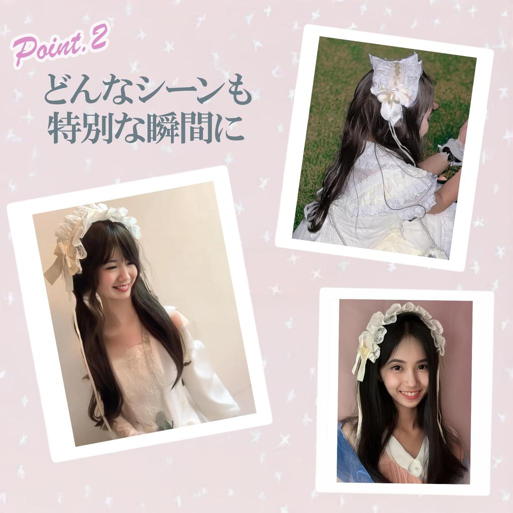 Gray Lolita Headband with Ribbon Hair Lace Maid Cafe Lace-Up Clip, Charm, Accessory, Bow, Moe, Cute, Cosplay, Lolita, [Used]