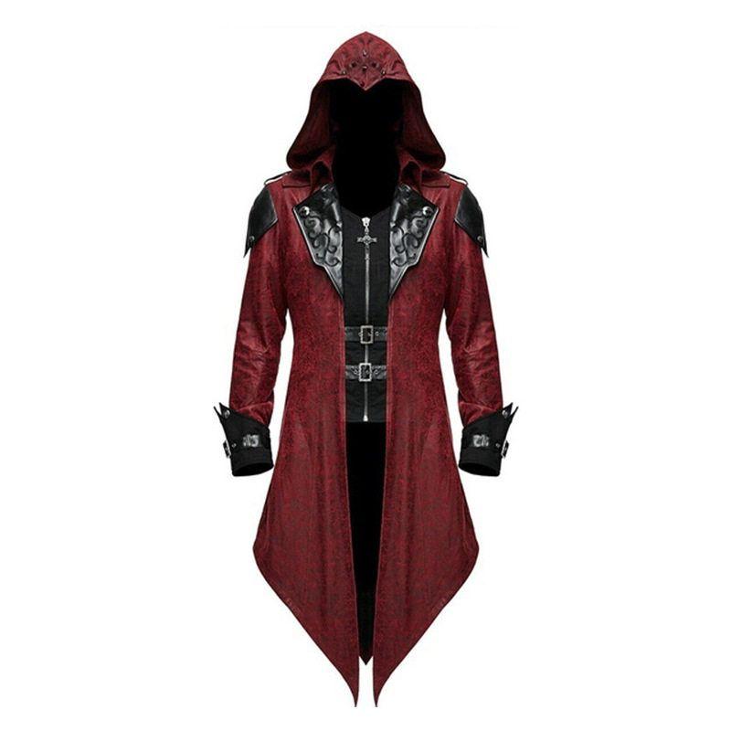 European and American-Style Stylish Gothic Hooded Knight Assassins Jacket Red XXXL