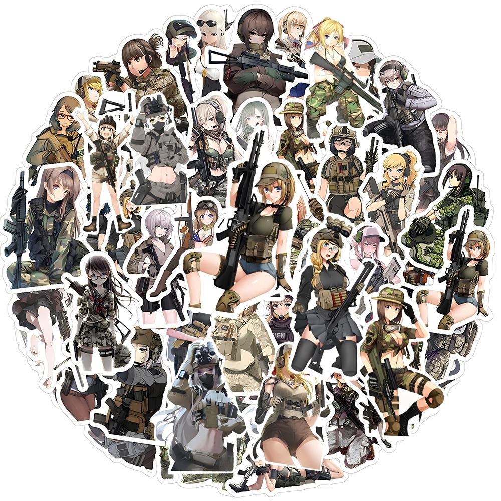 10/30/60pcs Camouflage Female Soldiers Stickers Cool Anime Girl Decal DIY Skateboard Phone Suitcase Cartoon Graffiti Sticker Toy