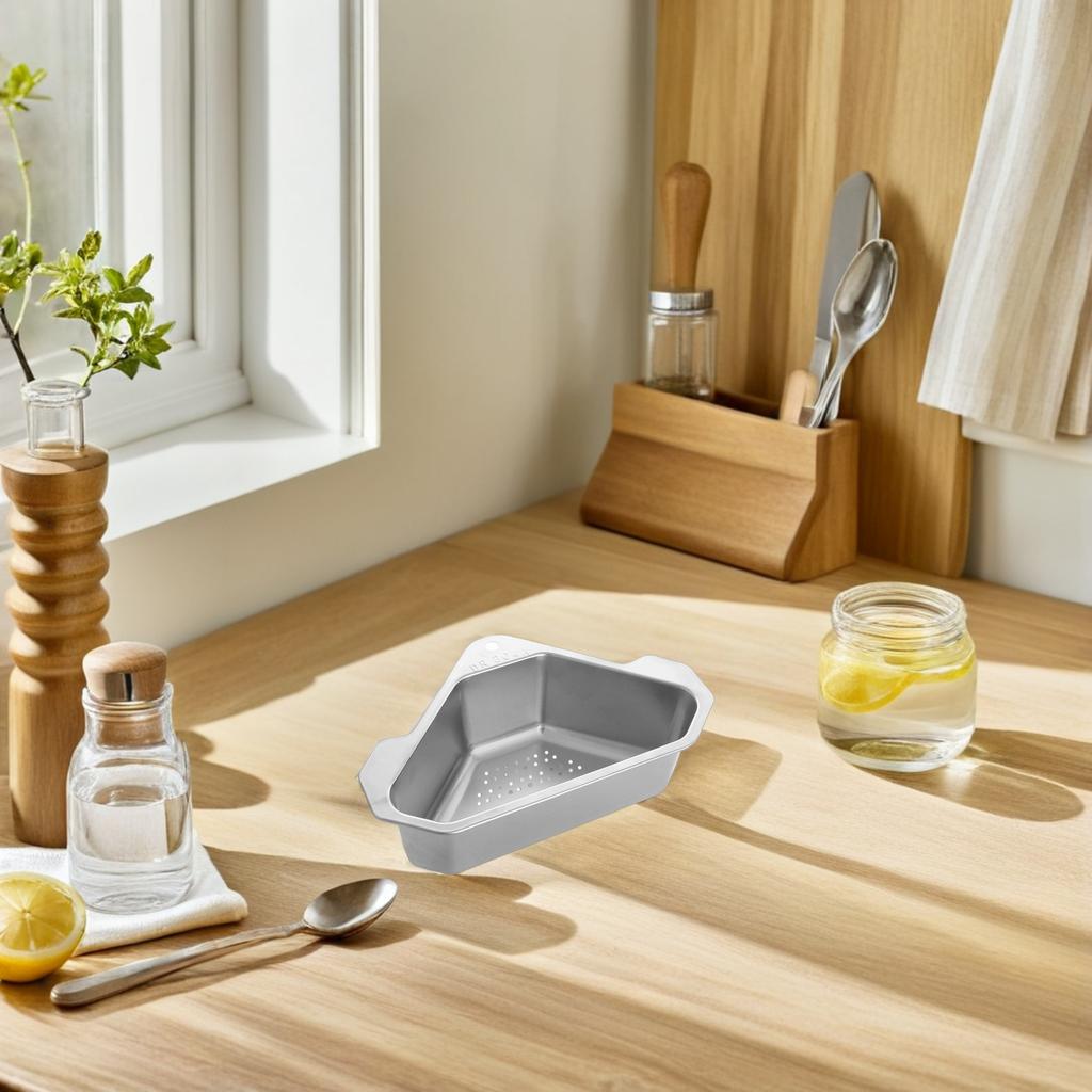 Stainless Steel Sink Drain Basket Multifunctional Kitchen Gadget Easy Clean Rustproof Smooth Edges Design for Cutlery and Waste