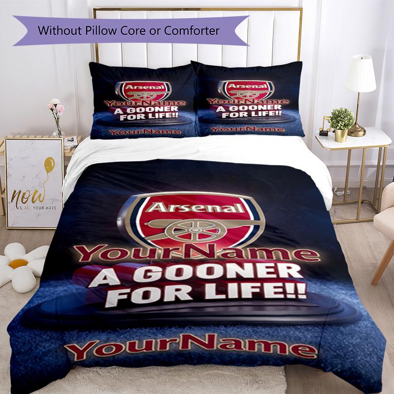 Arsenal Adınızı Özelleştirin Nevresim Takımı Nefes Alabilen Yorgan Kılıfı Yastık Kılıflı Ev Dekorasyonu Doğum Günü Hediyesi