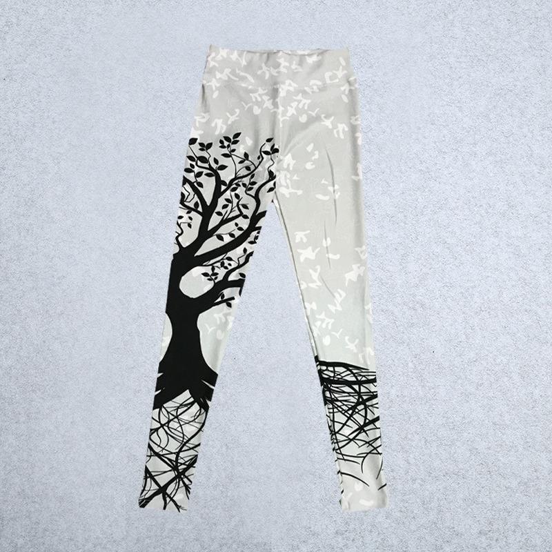 SCIONE Europa Amerika Digitaltrykk Stort Tre Hofter Høy Midje Sport Fitness Yoga Stoff Leggings