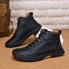 Men's Plus Size Martin Boots - Stylish High-Top Work Shoes for Autumn/Winter, Height-Boosting and Versatile for Outdoor Wear