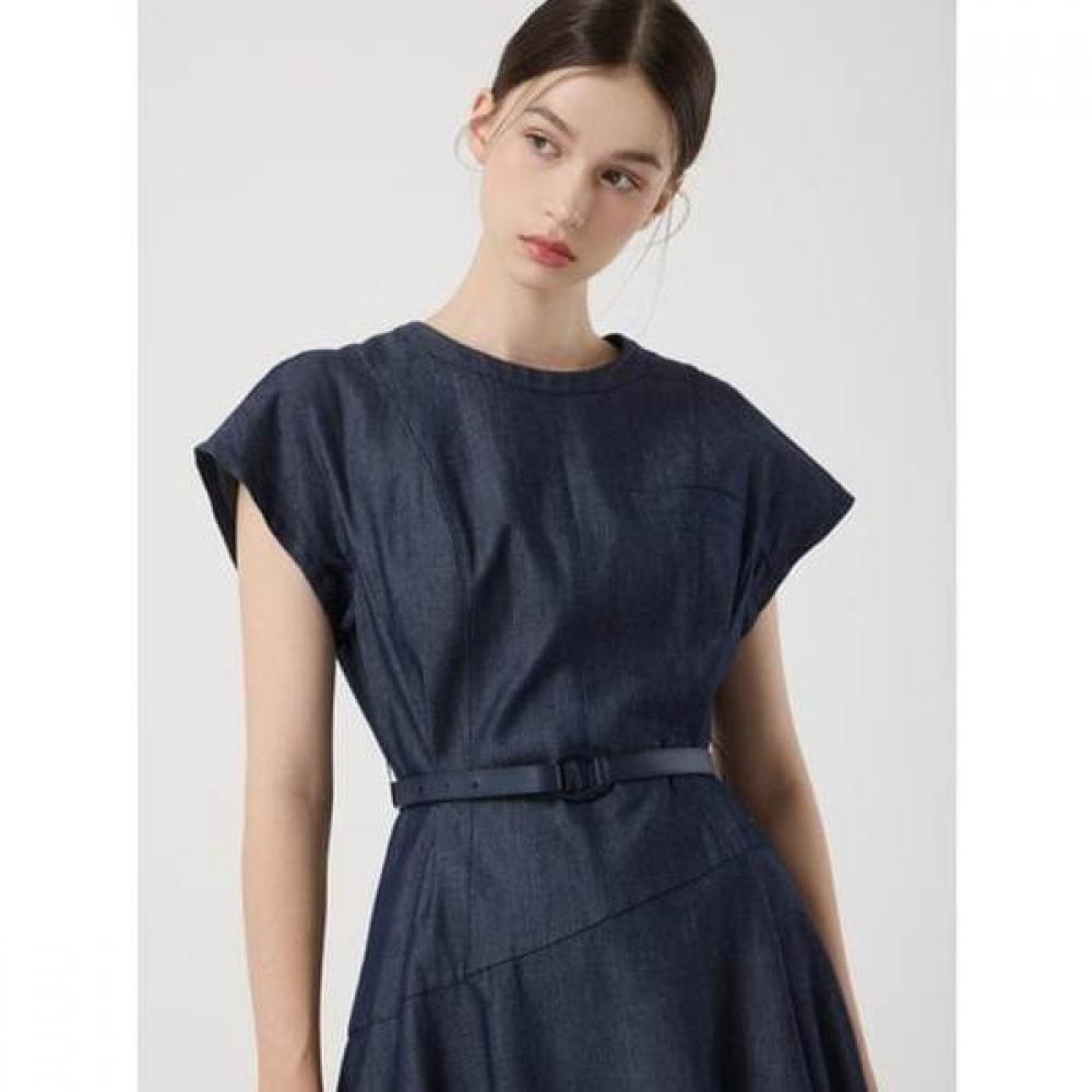 Cc Collect Belted Denim Flare Dress C252mse033