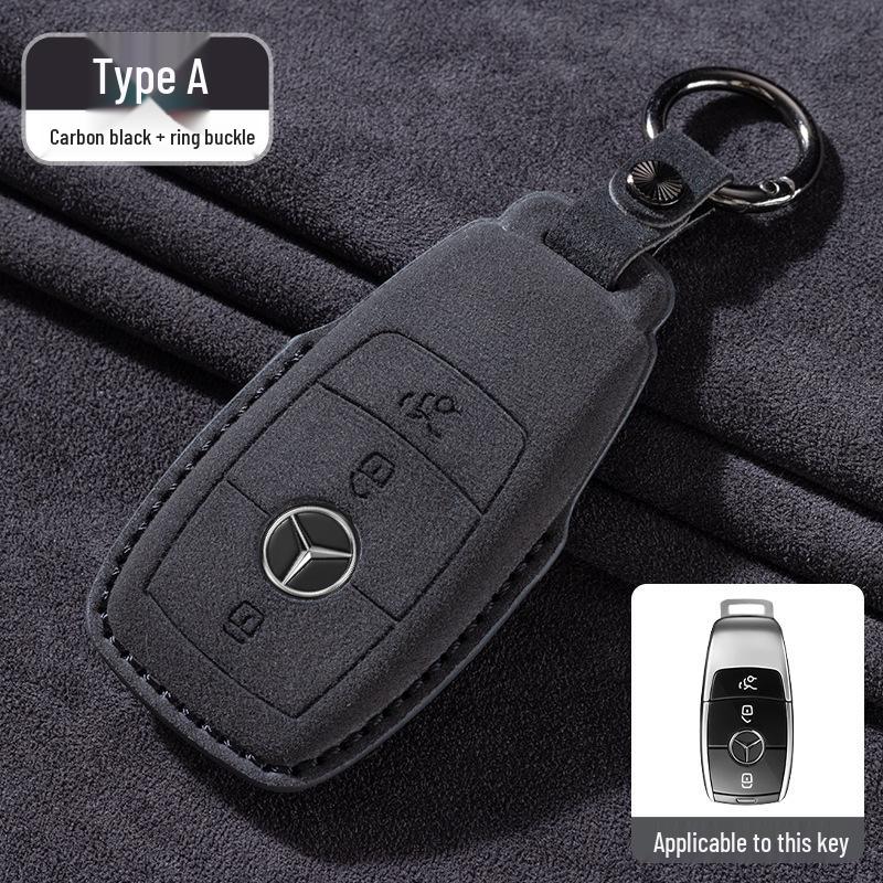 Mercedes-Benz E300L/GLC260/E260L Key Cover with Full Suede and Buckle - Men's Interior Decoration