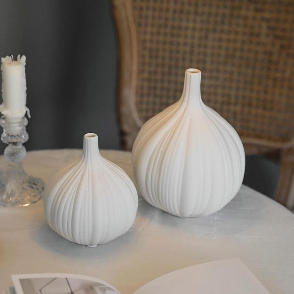 Ceramics Vase Garlic Shape Flower Insert Floral Desk Decor Ornaments Modern Home Decoration Crafts Porcelain Flower Arrangement