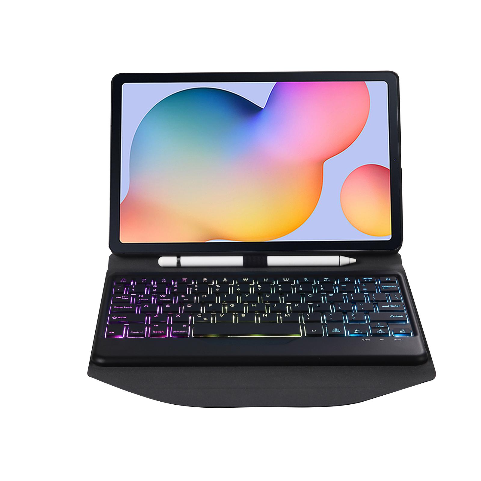 

B610S 2-in-1 Leather Protective Case+Keyboard with Backlit for Samsung Galaxy Tab S6 Lite (2020) P615 P610/(2022)/(2024) Black/Black