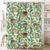 Wildlife Shower Curtain Animal Print Green Leaves Tiger Leopard Print Shower Curtains Modern Home Decor Waterproof Bathroom Acce