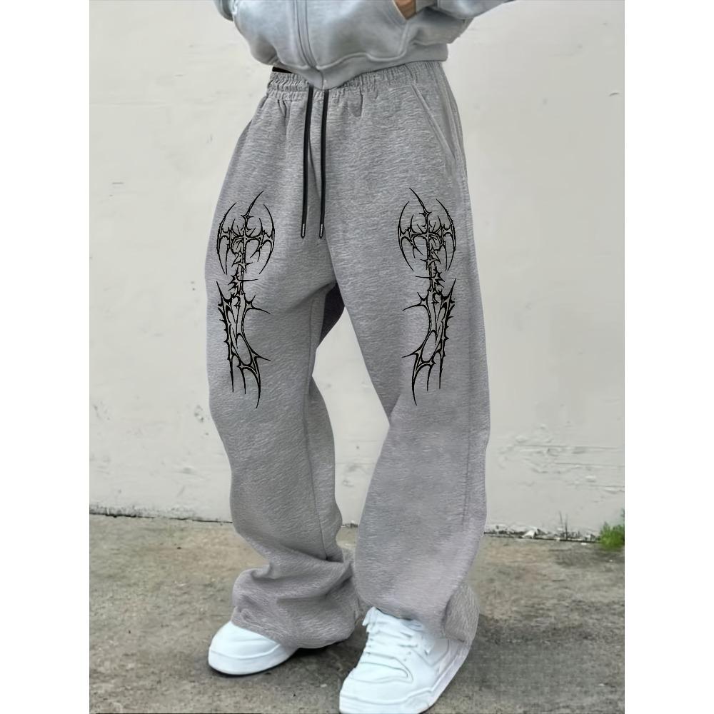 Men's Multifunctional Solid Color Drawstring Loose Casual Sports Pants, Suitable for Outdoor and Family Activities