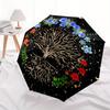 Starry Night Tree of Life Wall Art DecorUmbrella, Portable 3-Fold Compact Umbrella for Men & Women Gift