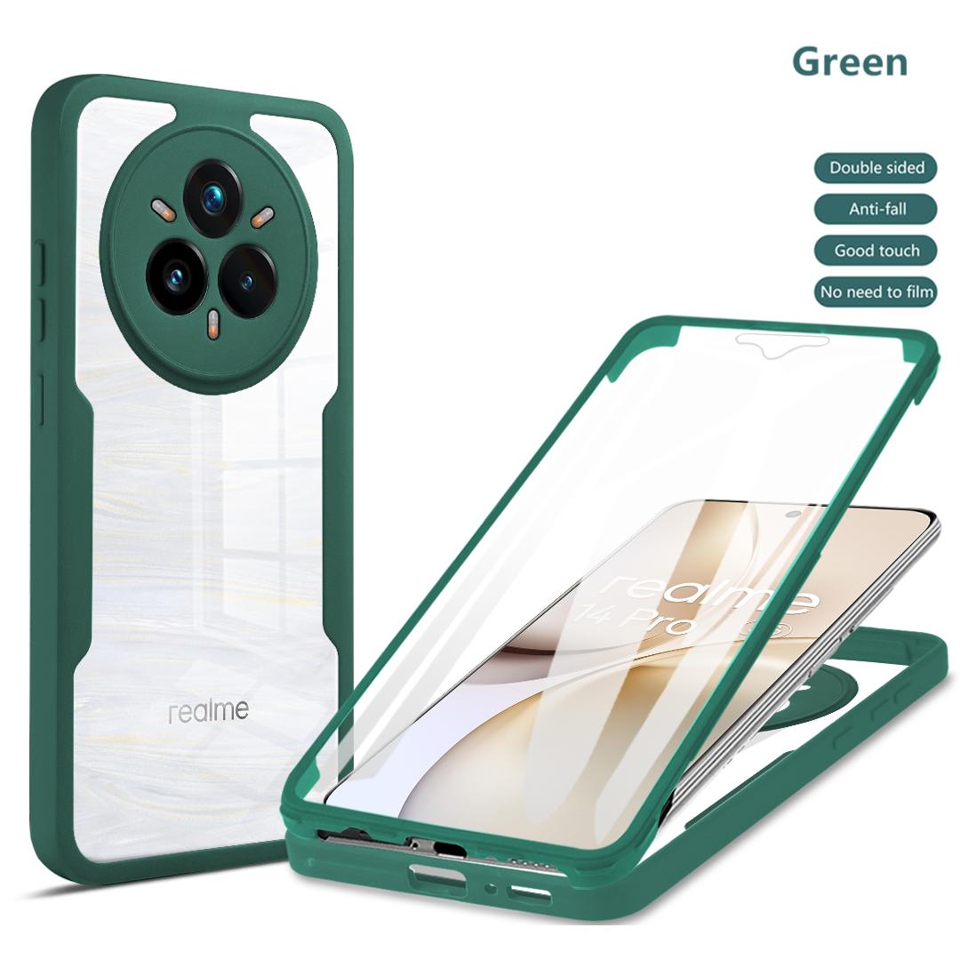 

Противоударный чехол с полной защитой корпуса для Realme 14 Pro 5G Pro+ Plus Защитная крышка Прозрачный Fundas Coque Capa Realme 14 Pro+ зелёный