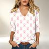 Women's Casual Printed V-Neck 3/4 Sleeve Top