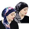 Printed Pre-tie Headscarf Women Elastic Muslim Female Turban Cancer Chemo Hat Hair Loss Cover Head Wrap Headwear Stretch Bandana