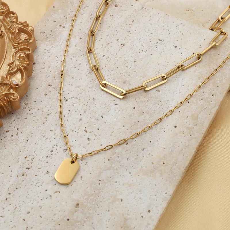 Personalized Fashion 18K Collarbone Chain Women'S Non-Fading Double-Layer Titanium Steel Jewelry Necklace High-End Niche