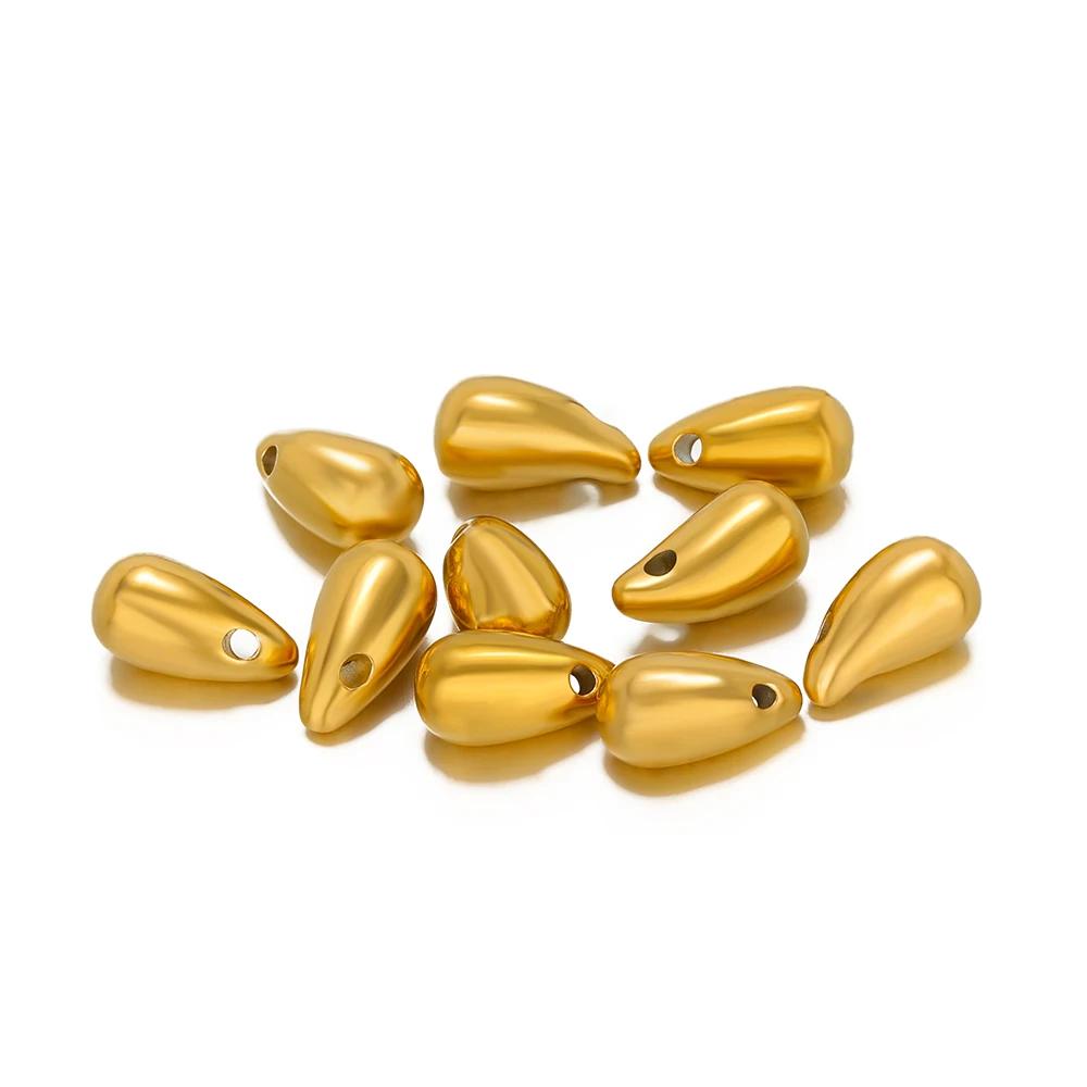 10pcs Gold Color Stainless Steel Water Drop Horn Charms for Jewelry Earrings Making Supplies DIY Necklaces Pendants Wholesale