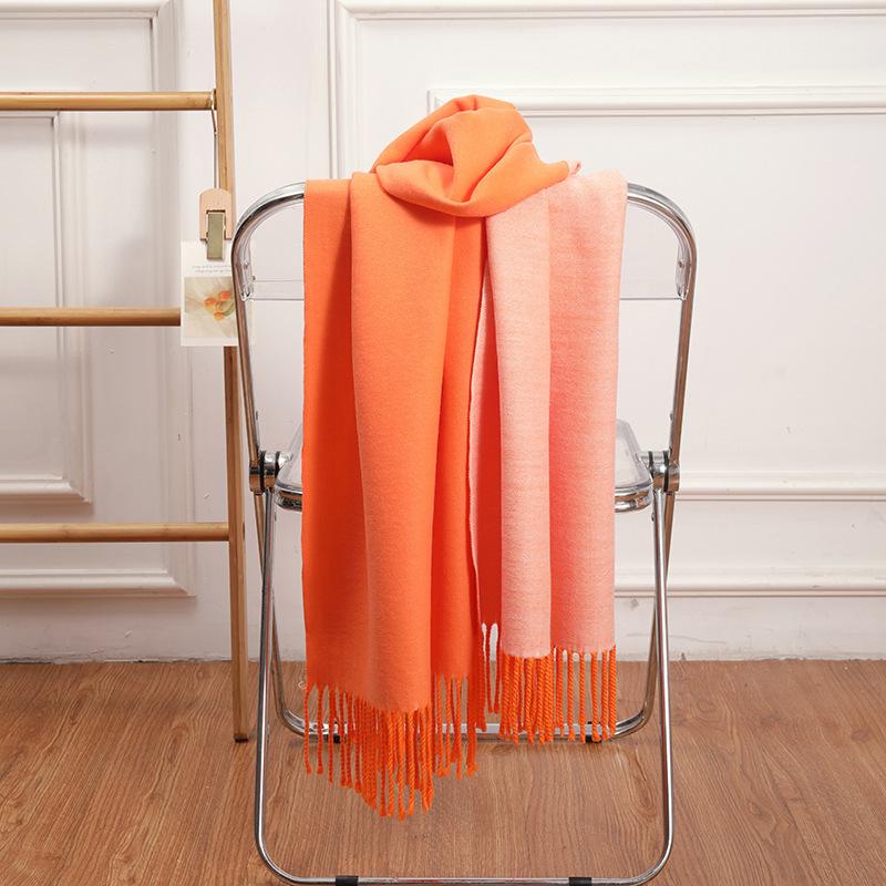 Double-sided Two-color Scarf for Women Autumn and Winter High End New Wool Scarf Shawl Imitation Cashmere Scarf