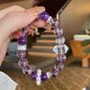 Natural Uruguayan Amethyst Bracelet with Design Elements, White Crystal Bead Bracelet for Women, High-End Authentic Jewelry Gift