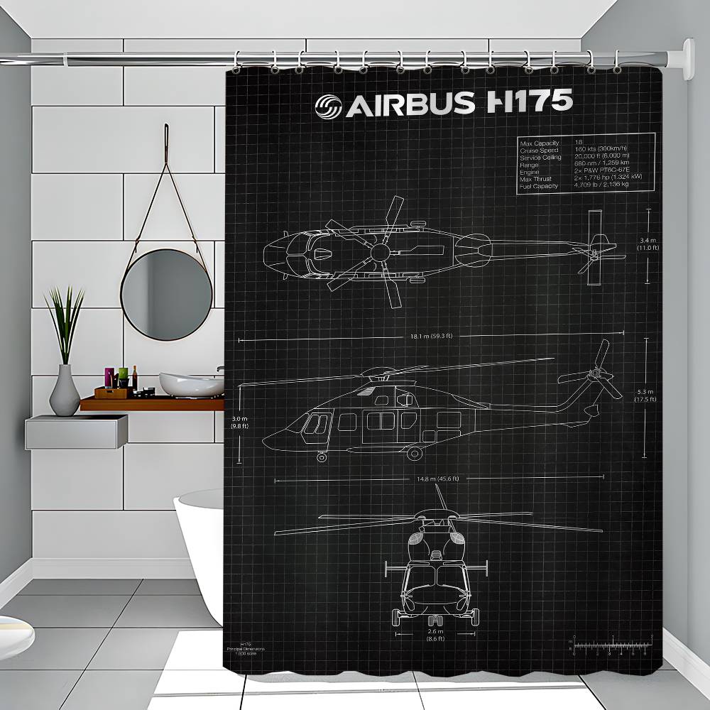 Air Force Flugzeug Airbus Patentdrucke Flugzeug 1 Stück Bedruckter Duschvorhang Wasserdicht Waschbar Mit 12 Haken Badezimmer Dusche Zuhause