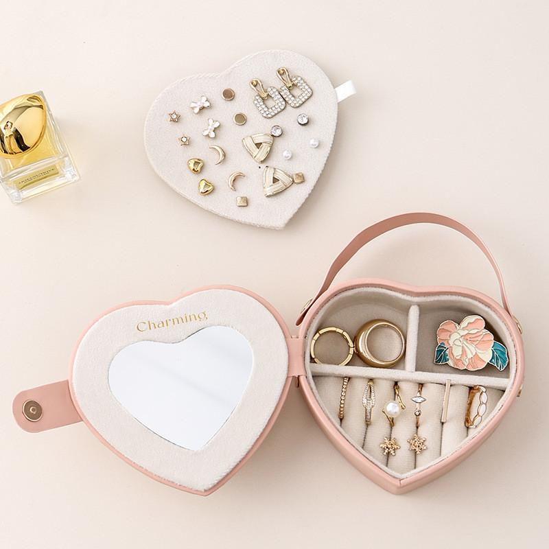 Heart Shaped Jewelry Box For Rings Earrings And Necklace Storage