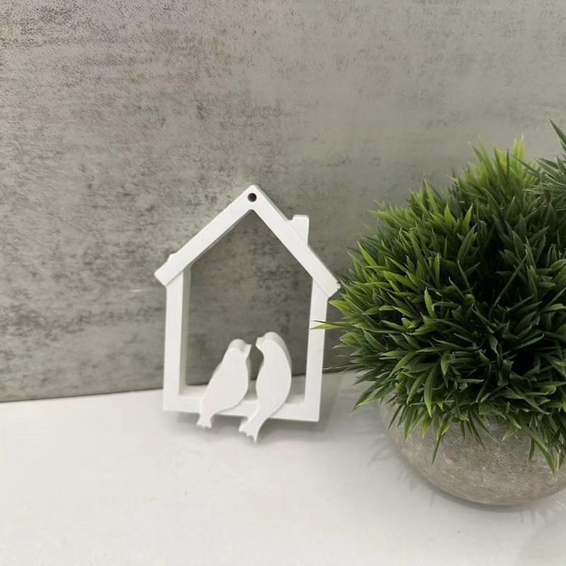 1PC House Bird Pendant Silicone Mold Bird Wall Decoration Gypsum Molds Wholesale
