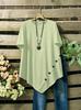 Women's Plus Size Short-Sleeve Casual T-Shirt with Decorative Buttons