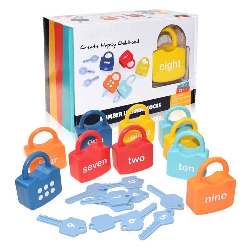 10PCS Kids Alphabet Lock Key Toy Set Car Locks Montessori Educational Number Matching Homeschool Math Toys Baby Word Cognition