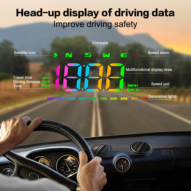 Speed Hud Windshield Projector Gps Compass Speedometer Head Up Display Usb Power Supply Atmosphere Lamp For Truck Vehicles