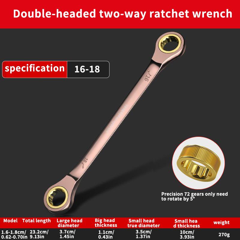 Double Head Ratchet Wrench , 6-27mm Chrome Vanadium Steel, Reversible Combination Spanner for Auto & DIY Repairs
