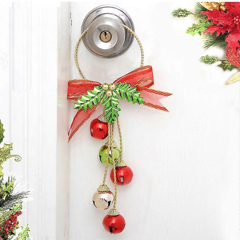 2pcs Christmas Jingle Bell And Bow Door Hanger Wall Hanger Ornaments