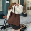 2024 Autumn/Winter Retro Coffee Knit Tote - Large Capacity, Korean Style