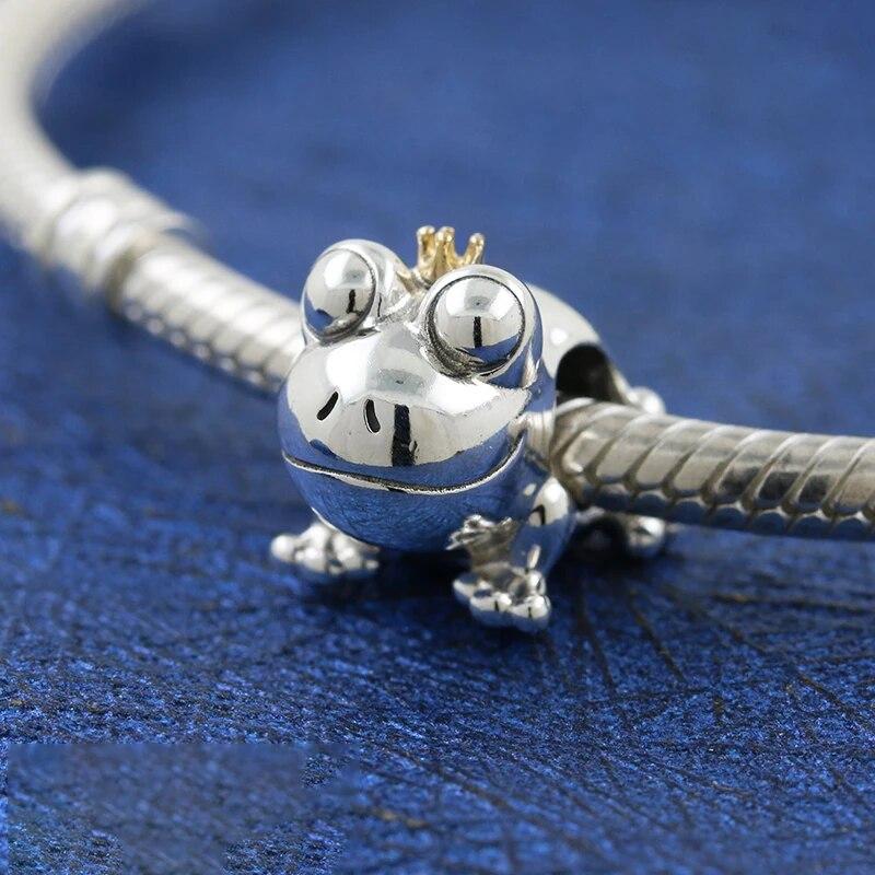 Komfortabel å ha på 925 Sterlingsølv Perler Charms Inskripsjon Froskeprins Passer Mote Originalt Armbånd Dame Smykker Gave