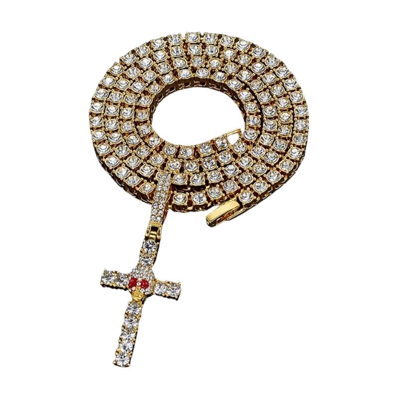 Модное ожерелье Ожерелье со стразами Религиозное ожерелье с подвеской Мужское ожерелье Ожерелье с регулируемой цепочкой Текстура стразов