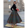 Women's High Waist A Line Midi Skirt for Summer Vacation Casual Office Wear Trendy Pleated Flowy Skirt Elastic Waist Solid