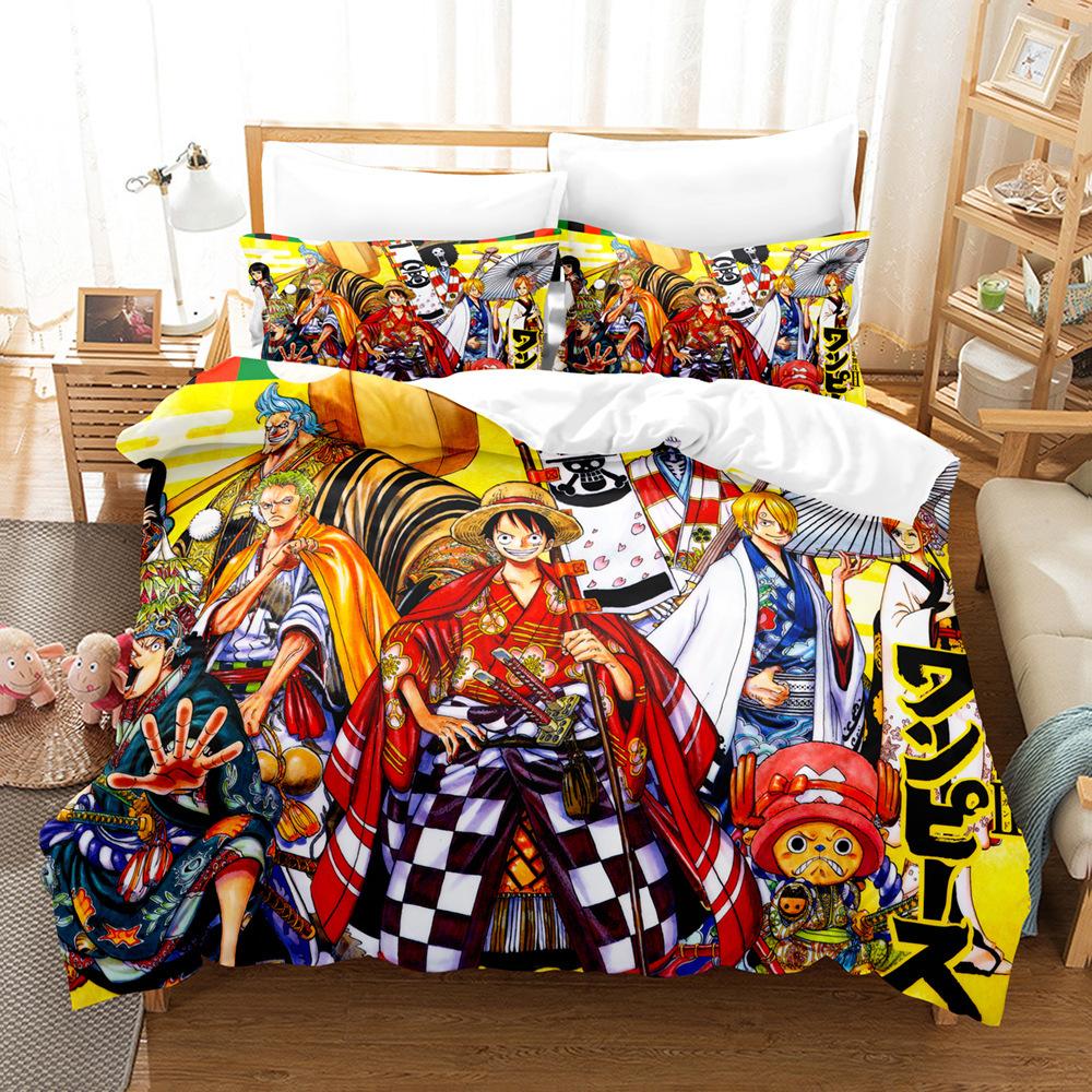 One Piece Series Quilt Cover Pillowcase, Home Textile 3D Digital Printing Three-Piece Set