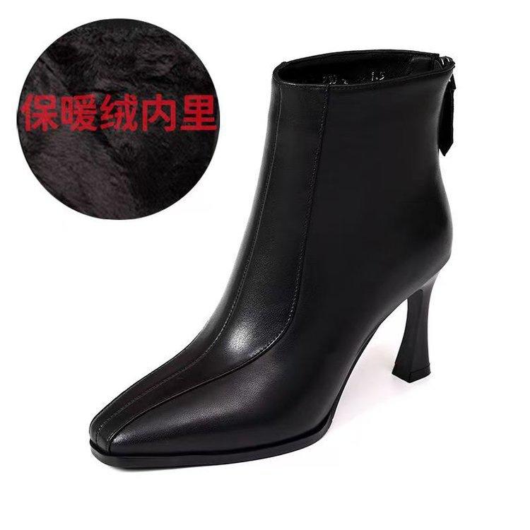 Pointed high heels women's stiletto mother shoes 2025 new temperament fashion autumn and winter velvet brown short boots