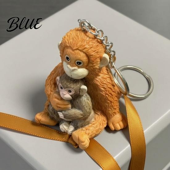 Collectible Animal Hanging Ornament 3D Monkey Punch Keychain Protect The Ornament Orangutan Plush Toy Accessory Cute Resin And Keyring for Backpack