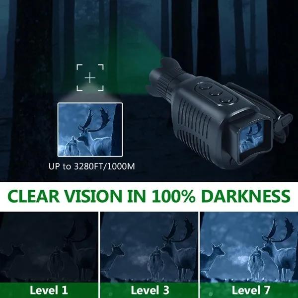 1080P HD Monocular Night Vision Device Infrared 5x Digital Zoom Hunting Telescope Outdoor Day Night Dual Use Full Dark 300m Can Take Photos and Videos
