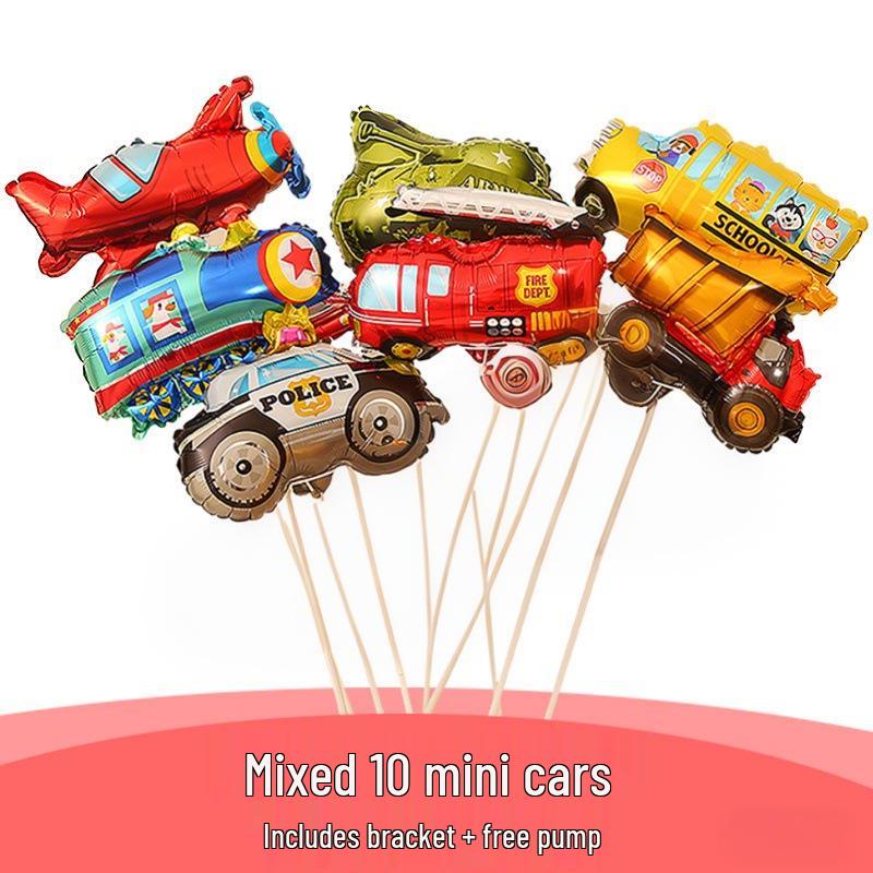 Mini Car Animal Aluminum Foil Balloons with Sticks for Night Market Stalls and Children's Gifts