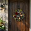 Three Dimensional Flower Garland Fall Leopard Print Wreath for Front Door, Artificial Floral with All Season Decor Blessed Sign, Faux Peony