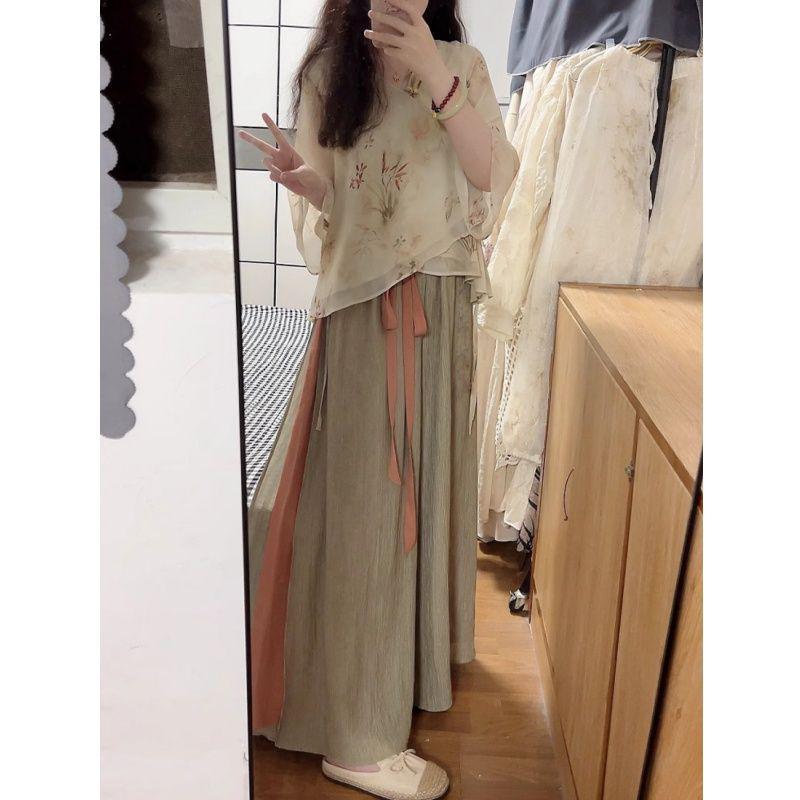 Zen Inspired Chinese Han Element Retro Orchid Two-Piece Summer Set