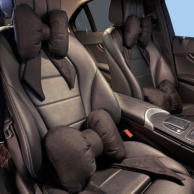 Car Headrest Bowknot Neck Support Pillow - Cervical Seat Cushion Pair