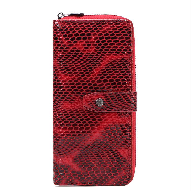 Johnature Portafoglio da donna in pelle genuie alla moda Rfid antifurto morbida pelle bovina portafoglio a mano lunga porta carte porta carte