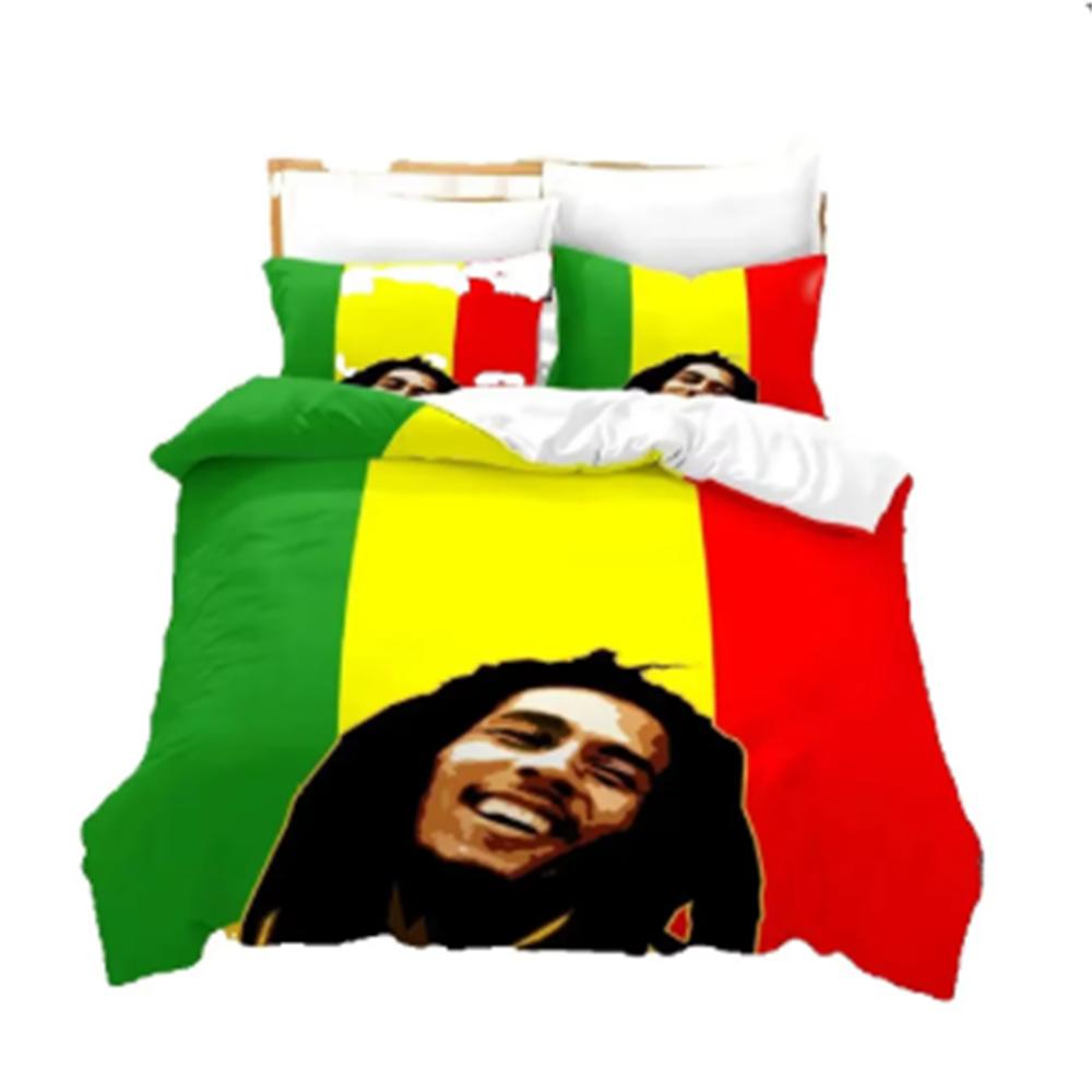 Bob Marley Reggae Music Maple Leaf Comforter Bedding Set Soft Comforter Cover With 1/2pcs Pillow Shams For Kids Adults Microfibe