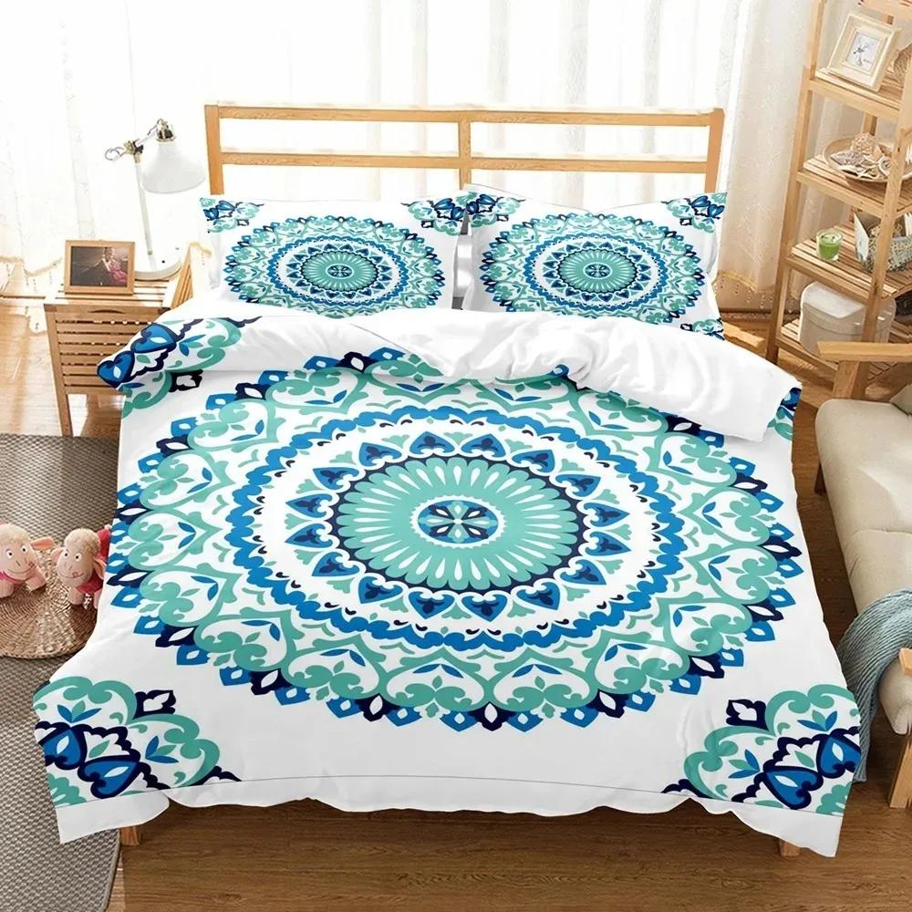 Mandala Flower Bedding Set Bohemia Elephant 3D Duvet Cover Sets Comforter Quilts Queen And King Size + 1-2Pc Pillowcase Textile